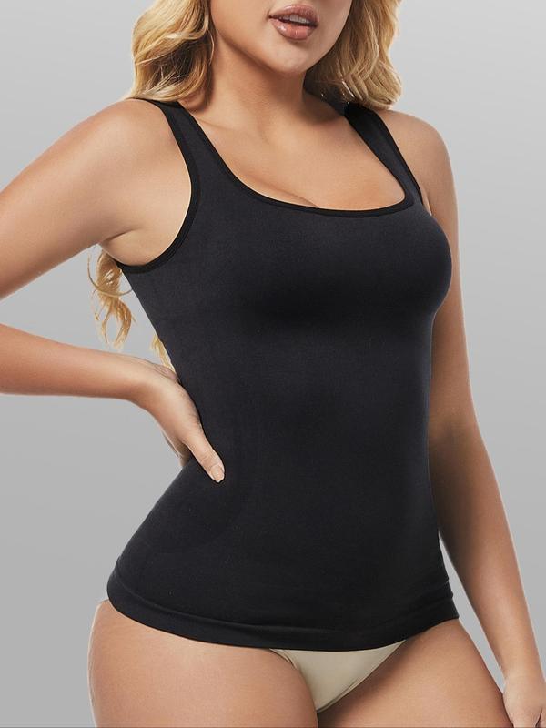 Women's Solid Color Shapewear Tank Top, Tummy Control Shaper for Daily Wear, Women's Shapewear Clothing for Daily Wear