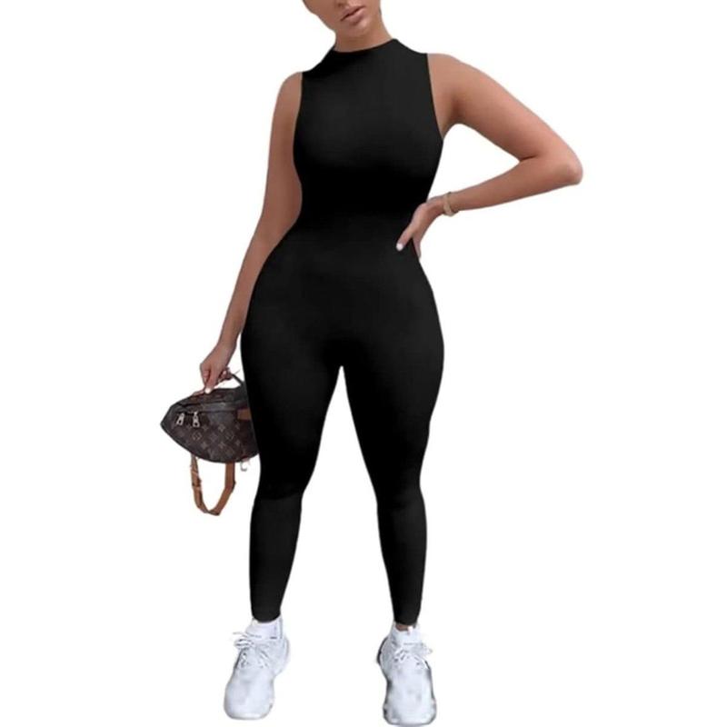 Sleeveless Ribbed Body Sculpting Jumpsuit, Tummy Control one Piece Square Neck Black Bodysuit Womenswear Tops Underwear Minimalist Basic Lady Comfort viral shapewear Jumpsuit with Tummy Control fall fashion clothing