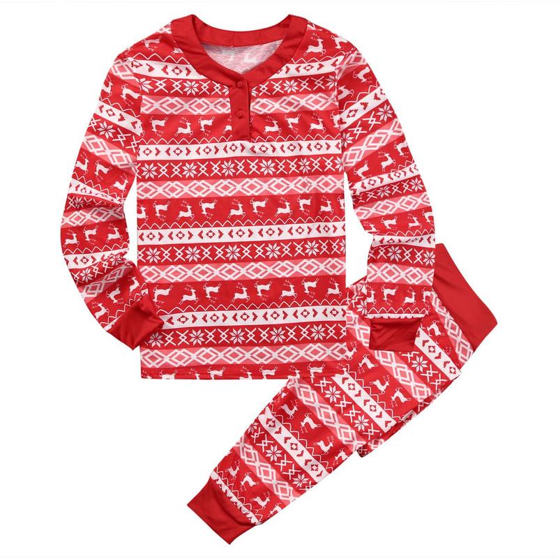 Red Matching Christmas Pajamas For Family, Cute Patterns Family Collection Sleepwear, Christmas Sleepwear Nightwear Long Pajamas