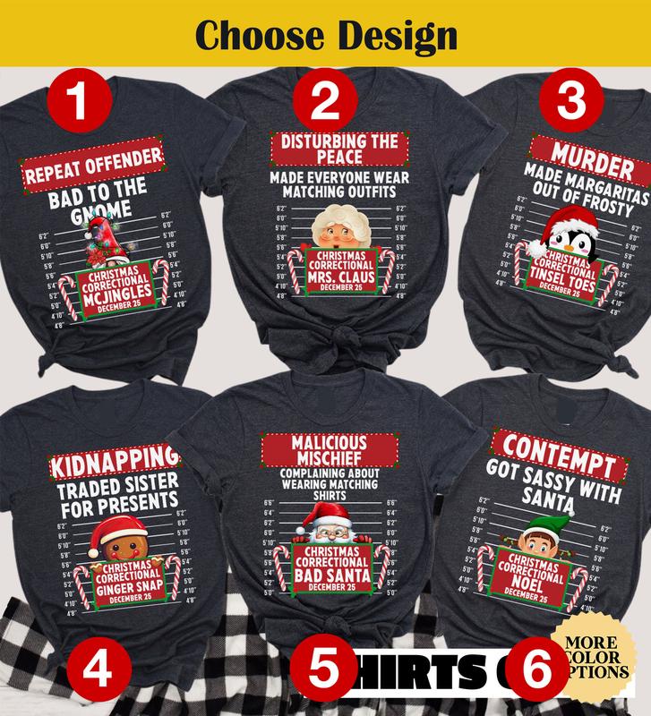 Family Christmas Pajamas, Matching Holiday Pajamas for Family, Christmas PJs, Family Christmas Shirts, Crimes Inmate North Pole Correctional N1 N2