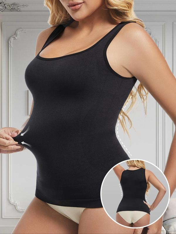 Women's Solid Color Shapewear Tank Top, Tummy Control Shaper for Daily Wear, Women's Shapewear Clothing for Daily Wear