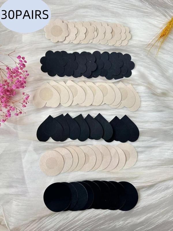 Women's 30 Pairs Plain Disposable Adhesive Nipple Cover, Breathable Invisible Breast Nipple Stickers, Lingerie Accessories for Women