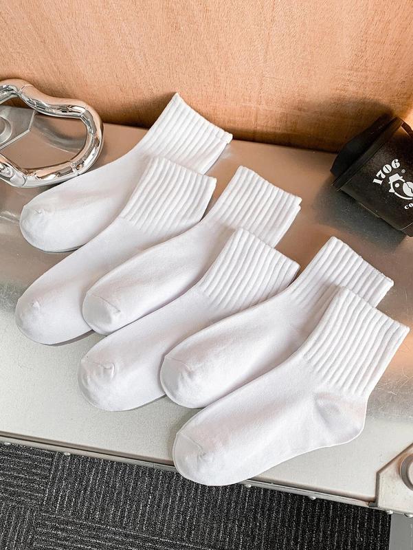 Women's Plain Thin Breathable Crew Socks, Socks for Women, Summer Wear 2024, Back To School Wear, Casual Sweat-Absorbing Antiodor White Socks, Anti-slip Ankle Socks, Casual Basic Mid-Calf Socks, Lady Socks & Hosiery, Fall Wear