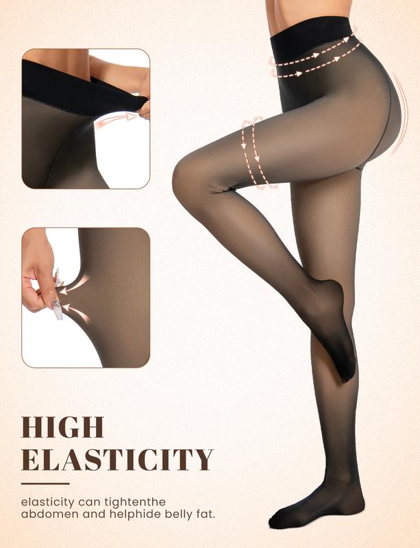 Fleece Lined Tights Women - Fake Translucent Warm Pantyhose Leggings Warm Tights for Winter