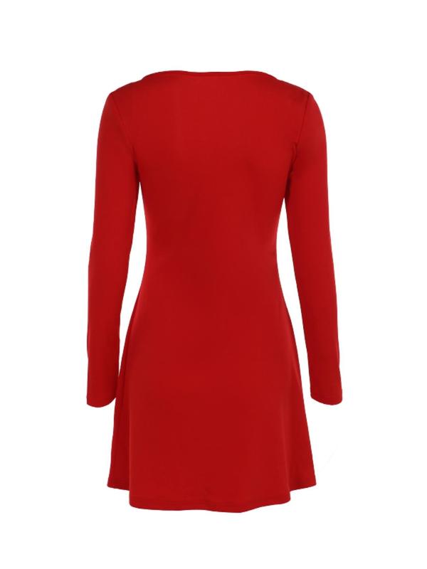 Women's Plain Sweetheart Neck Long Sleeve A Line Dress, Elegant Fashion Casual Short Dress for Daily Outdoor Wear, Ladies Dress for All Seasons