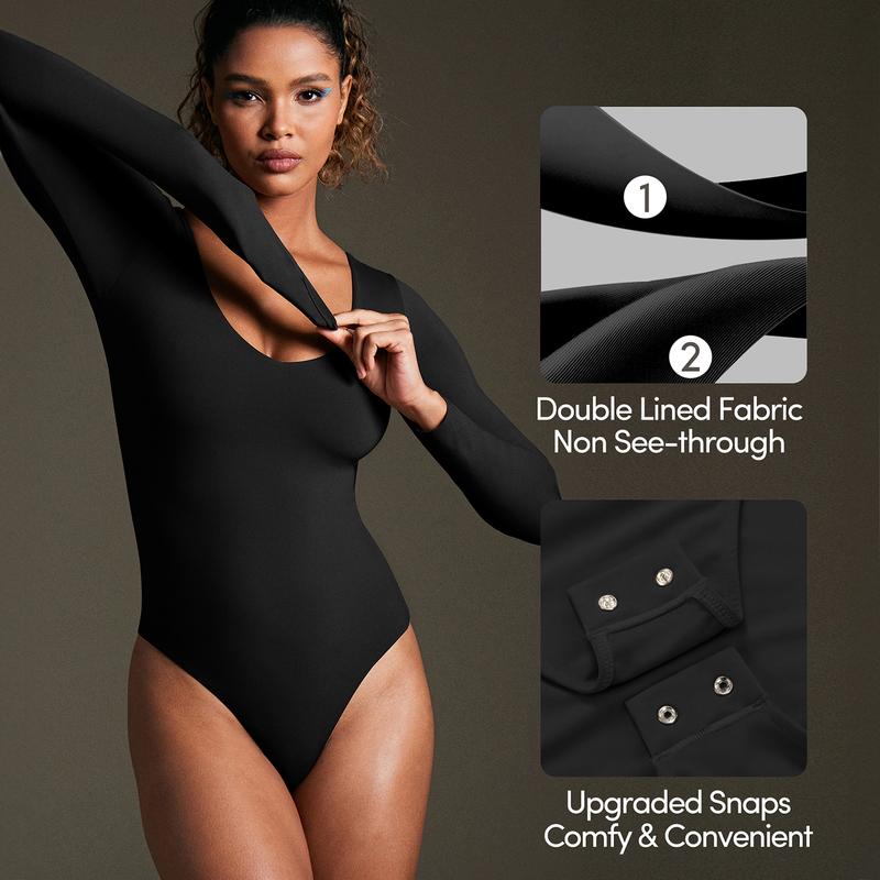 IUGA Black Friday Bodysuits for Women Yoga One Count Sexy Stretchy Long Sleeve V & Square Neck Tummy Control Bodysuit sleeveless tank