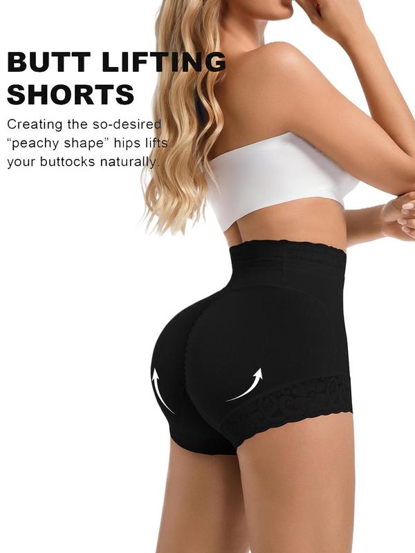 Women's Plain Contrast Lace High Waist Compression Shapewear Shorts, Fall Wear, Fallfreshness Waist Trainer Women, Fall Wear 2024, Comfy Tummy Control Butt Lift Shapewear Panties, Body Shapewear, Ladies Sexy Shapewear Bottoms, Black Girl Wear