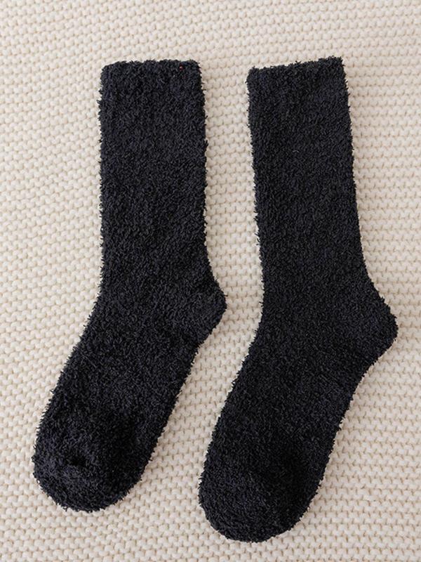 Women's Solid Thermal Lined Crew Socks, 2024 New Style Casual Soft Comfy Breathable Warm Socks for Daily Wear, Women's Socks for All Seasons