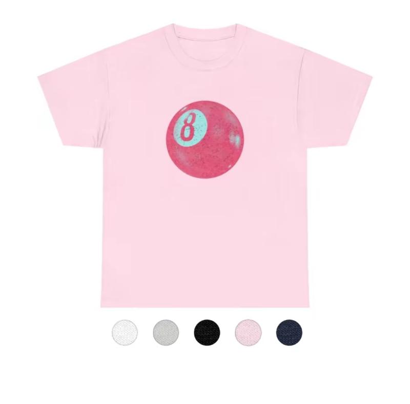 Pink Viral 8 Ball Aesthetic T-shirt, Full Color Unisex T-shirt, Trendy Tee for Men & Women Original Black Pink 8 Ball Cotton Top Womenswear Streetwear