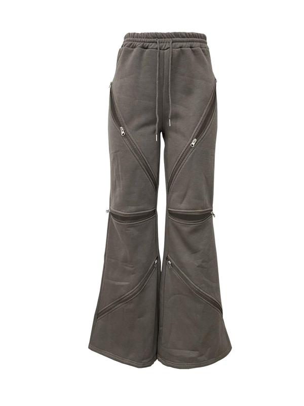 Women's Plain Zipper Pants, Fashion Casual Pants for Daily Outdoor Wear, Women's Trousers for Fall & Winter