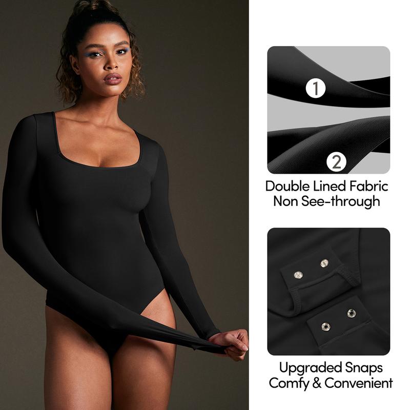 IUGA Black Friday Bodysuits for Women Yoga One Count Sexy Stretchy Long Sleeve V & Square Neck Tummy Control Bodysuit sleeveless tank