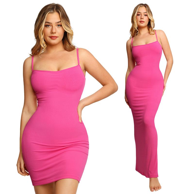 Popilush Ribbed Modal Built-In Shapewear Dresses Christmas