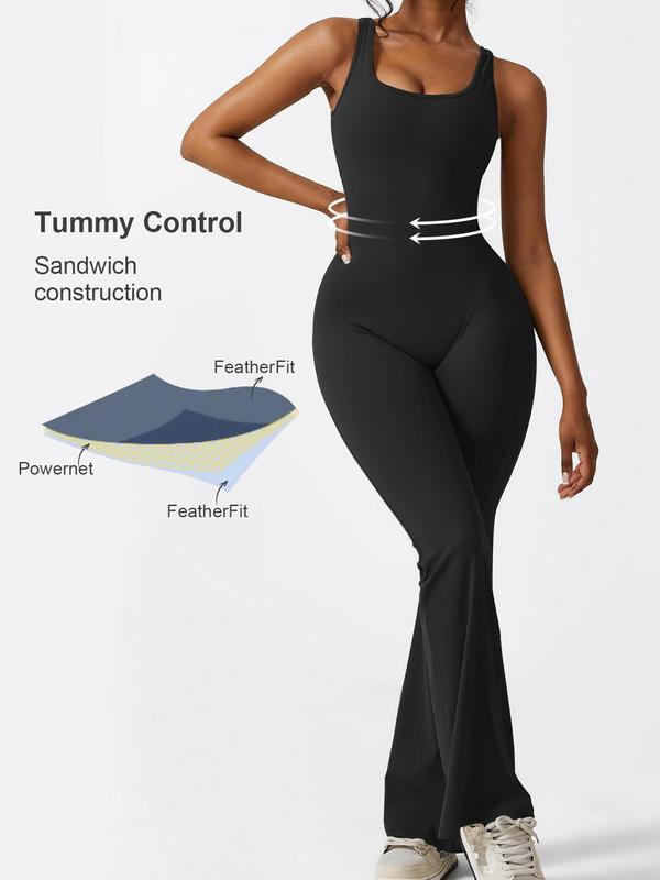 Women's Solid Ruched Cut Out Backless Shapewear Jumpsuit, Casual Comfy Scoop Neck Sleeveless Tummy Control Shapewear Bodysuit for Daily Wear, Tummy Tuck Clothes for Fall, Body Shapewear, Ladies Shapewear for Fall Black Girl Wear, Black Girl Wear