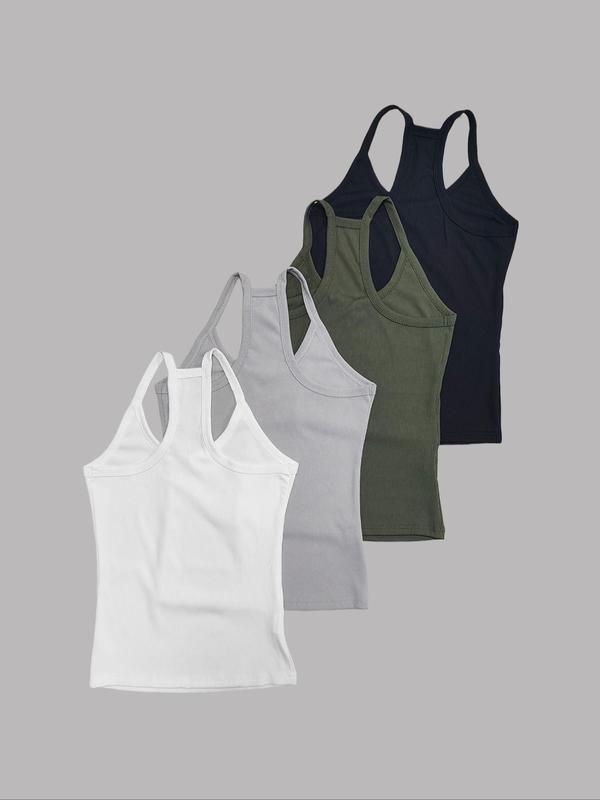 Women's Solid Color Tank Top, Casual Sleeveless Top for Summer, Ladies Clothes for Daily Wear