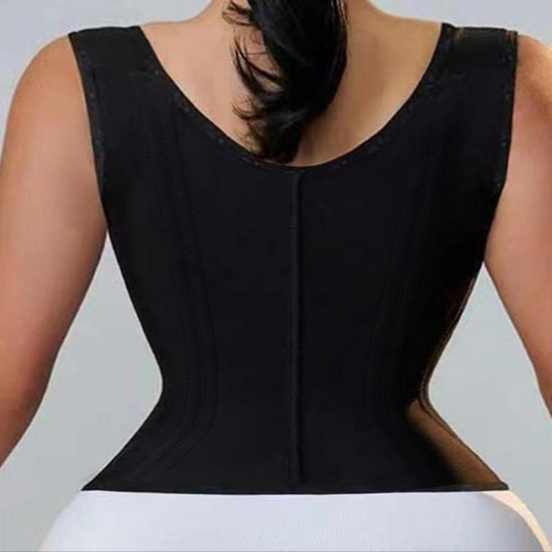 Women's Solid Color Adjustable Hook & Eye Closure Zipper Shapewear Top, Tummy Control Shaper Corset, Ladies Shapewear for All Seasons, Matt Waist Trainers faja post parto shapewear top