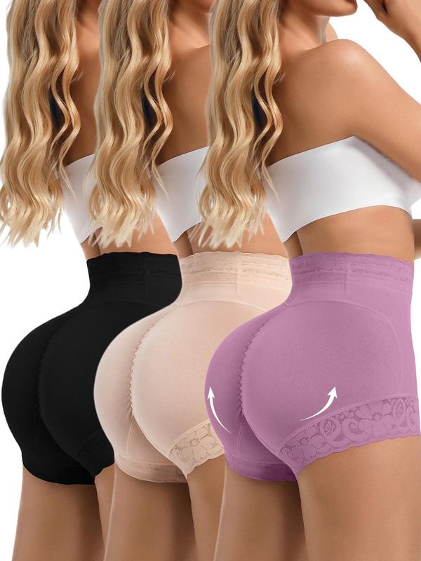 Women's Plain Contrast Lace High Waist Compression Shapewear Shorts, Fall Wear, Fallfreshness Waist Trainer Women, Fall Wear 2024, Comfy Tummy Control Butt Lift Shapewear Panties, Body Shapewear, Ladies Sexy Shapewear Bottoms, Black Girl Wear