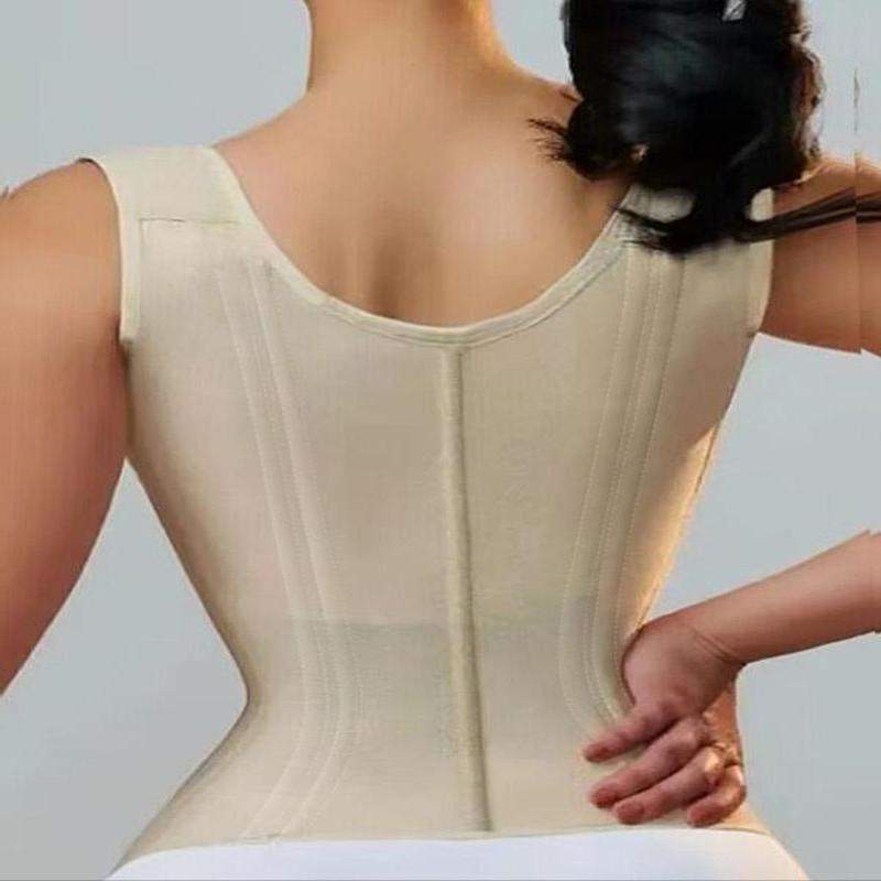 Women's Solid Color Adjustable Hook & Eye Closure Zipper Shapewear Top, Tummy Control Shaper Corset, Ladies Shapewear for All Seasons, Matt Waist Trainers faja post parto shapewear top