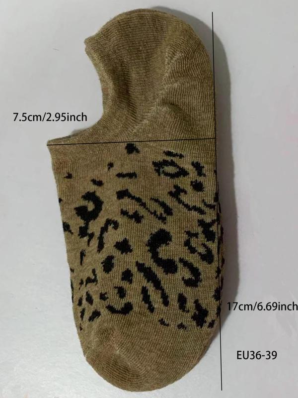 Women's 12 Pairs Leopard Print Invisible Socks, Casual Moisture Wicking Socks, Soft Comfy Breathable Socks for All Seasons Daily Wear