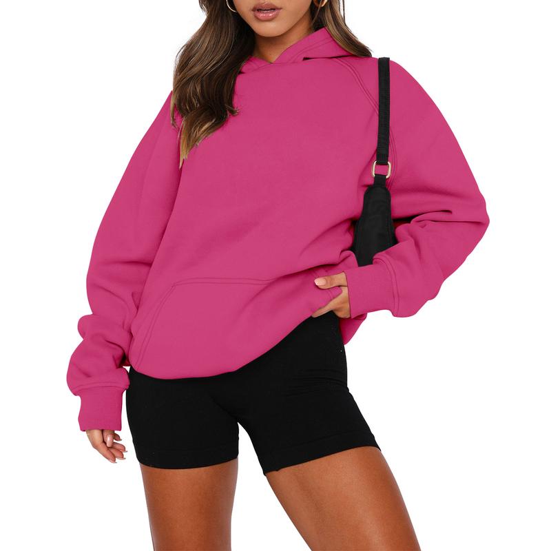 StunShow Women Pullover Hoodies Kangaroo Pocket Sweatshirt Long Sleeve Solid Basic Top