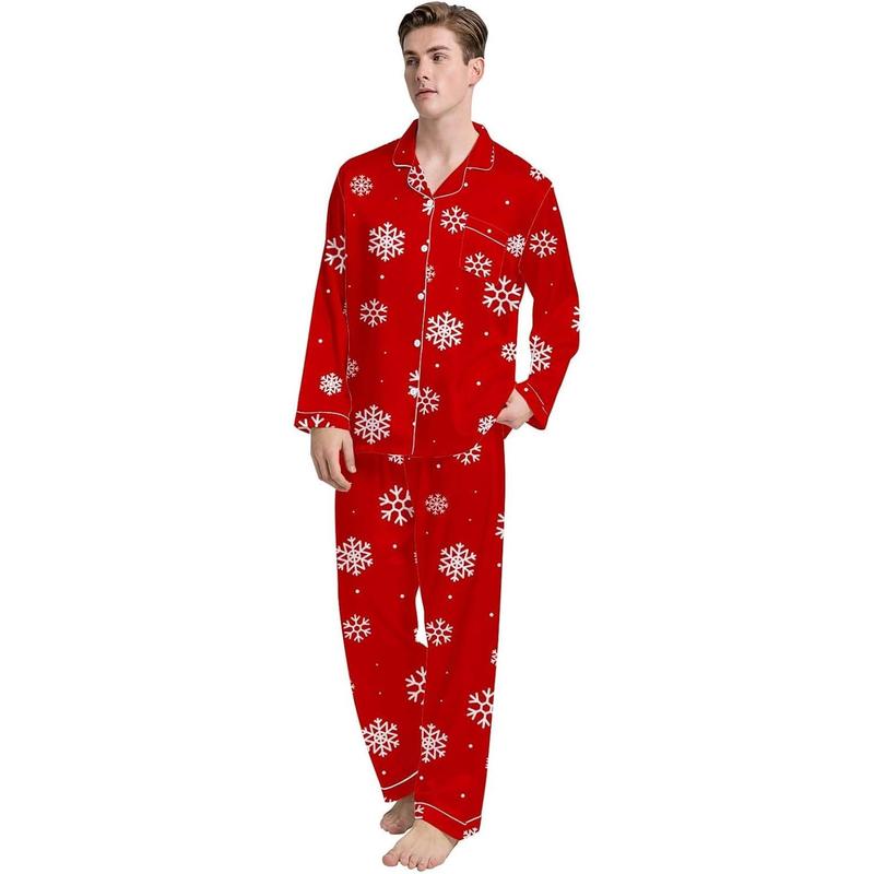 Christmas Family Silk Pajamas Matching Sets Long Sleeve Pj Set Satin Button Down Holiday Sleepwear