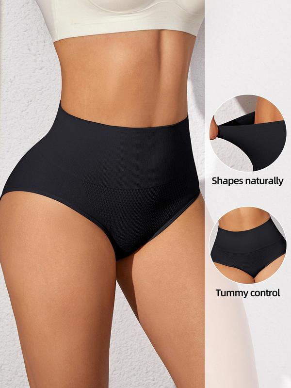 Women's Solid Color High Waist Panty, Soft Comfy Breathable Seamless Knicker for Daily Wear, Underwear for All Seasons