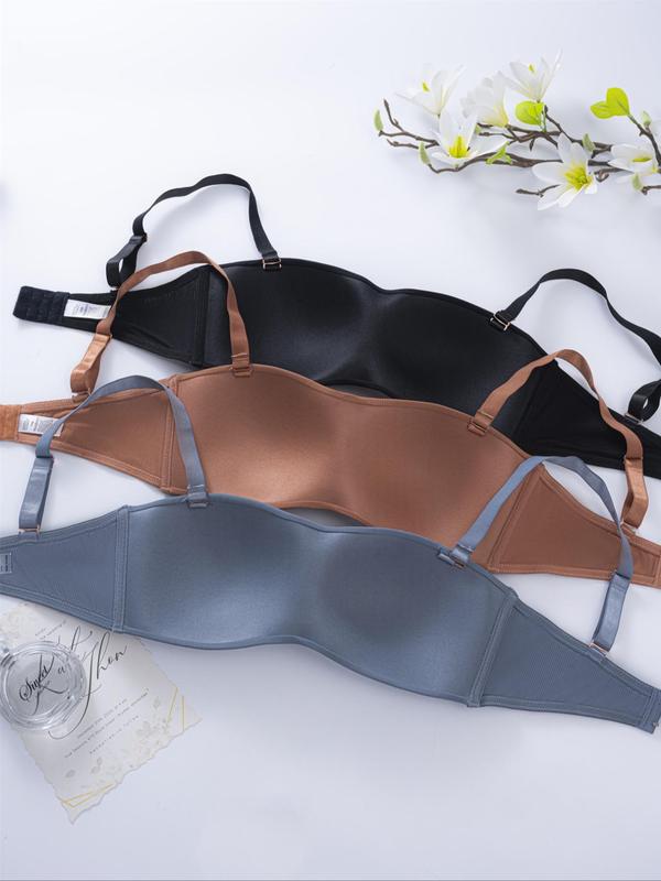 Women's Solid Color Wireless Push Up Bra, Soft Comfort Breathable Adjustable Strap Lingerie Top for Daily Wear, Lingerie for All Seasons