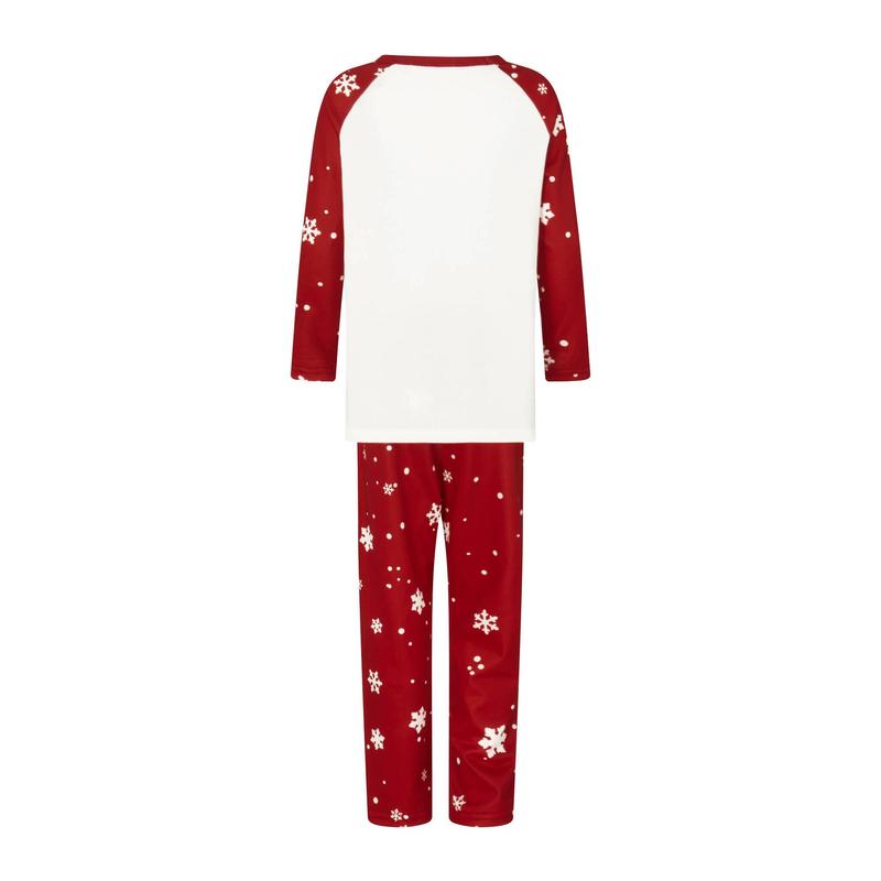 Christmas Family Pajamas Matching Set, Long Sleeve Tree Letters Print T-shirt with Snow Print Pants Sleepwear Loungewear Crewneck Womenswear