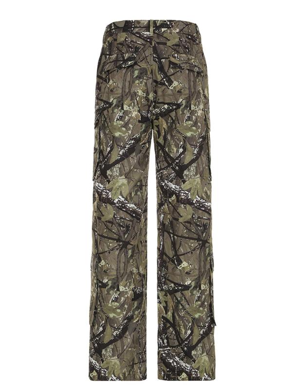 Women's Camo Print Pocket Cargo Pants, Street Fashion Casual Trendy Trousers for Daily Wear, Ladies Bottoms for Fall & Winter