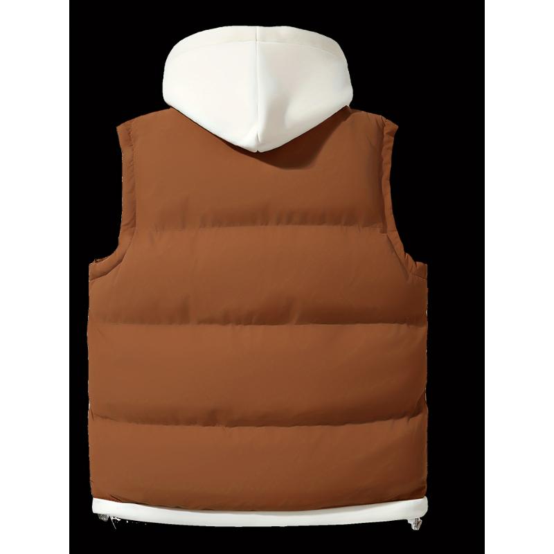 Luxury Faux Two-Piece Vest Jacket - Hooded, Zip-Up, Polyester - Perfect for Fall Winter Outings