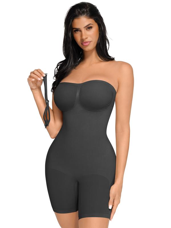 FeelinGirl  Strapless Shapewear Tummy  Control Bodysuit Seamless Sculpt Shortie with Removable  Womenswear Fabric Comfortable