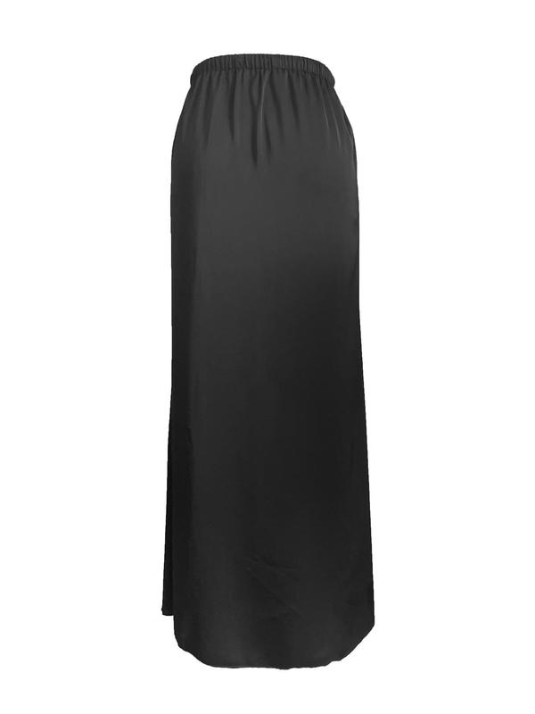 Women's Solid Drawstring Waist A Line Skirt, Elegant Fashion Casual Long Skirt for Daily Outdoor Wear, Women's Bottoms for All Seasons