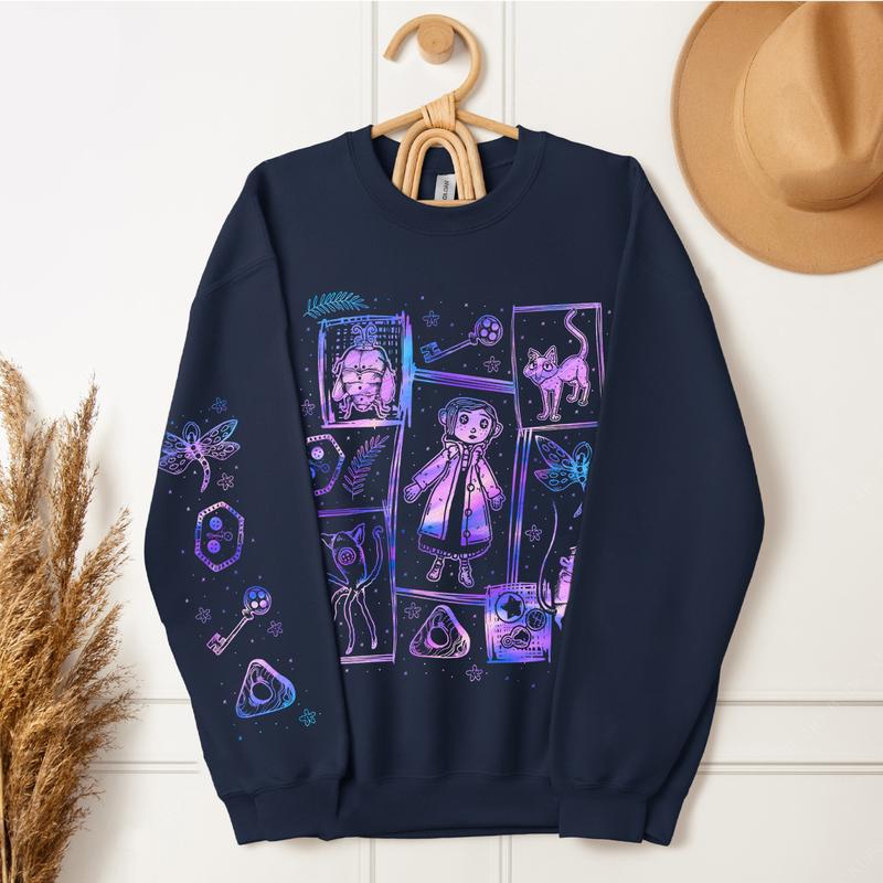 Coraline Three Ghost finding Tunnel color inspired Sweatshirt Hoodie, Coraline Fantasy movies tshirt, Horror Character Shirt, Halloween Crewneck Sweatshirt