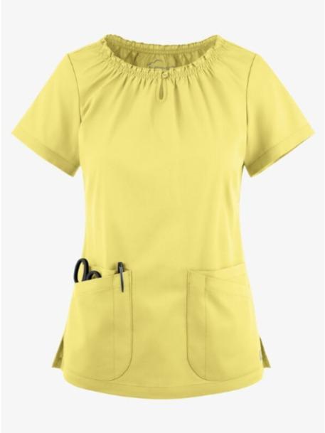 Butter-Soft STRETCH Women's 6-Pocket Short Sleeve Peasant Style Scrub Top