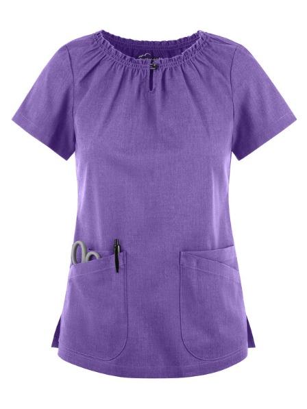 Butter-Soft STRETCH Women's 6-Pocket Short Sleeve Peasant Style Scrub Top