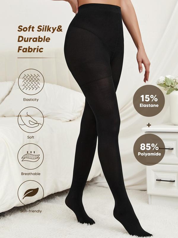 Women's Minimalist Solid High Waist Shapewear Tights, 1 Pair Classic Plain High Stretch Pantyhose For Daily Wear, Women's Shapewear Clothes For Spring & Fall