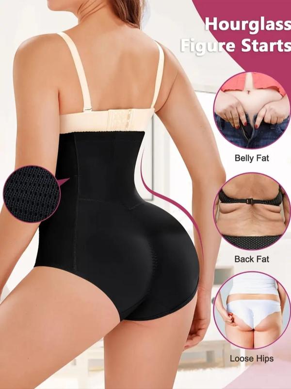 Women's Solid Zipper High Waist Shapewear Shorts, Tummy Control Butt Lifting Shaper, Shapewear Bottoms for Daily Wear