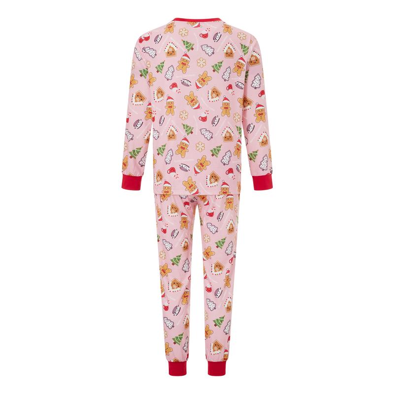 Christmas Family Matching Pajamas Set Xmas Gingerbread Man Patten Long Sleeve Tops and Pants Sleepwear Nightwear