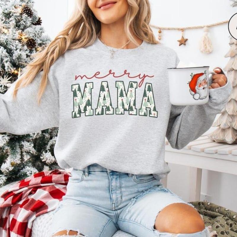 Merry Mama and Dad Sweatshirts, New Mom and Dad Christmas Sweaters, Xmas Pregnancy Announcement Gift, Matching Couples Holiday Crewnecks