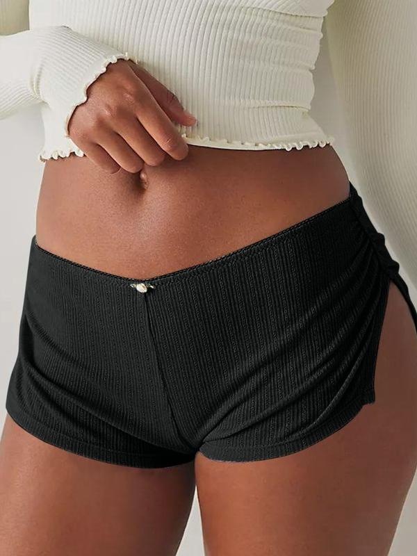 Women's Low Waist Side Slit Shorts Micro Stretch Pajamas Shorts Slim Fit Ruched Bottoms Cute Leggings,Available in multiple colors