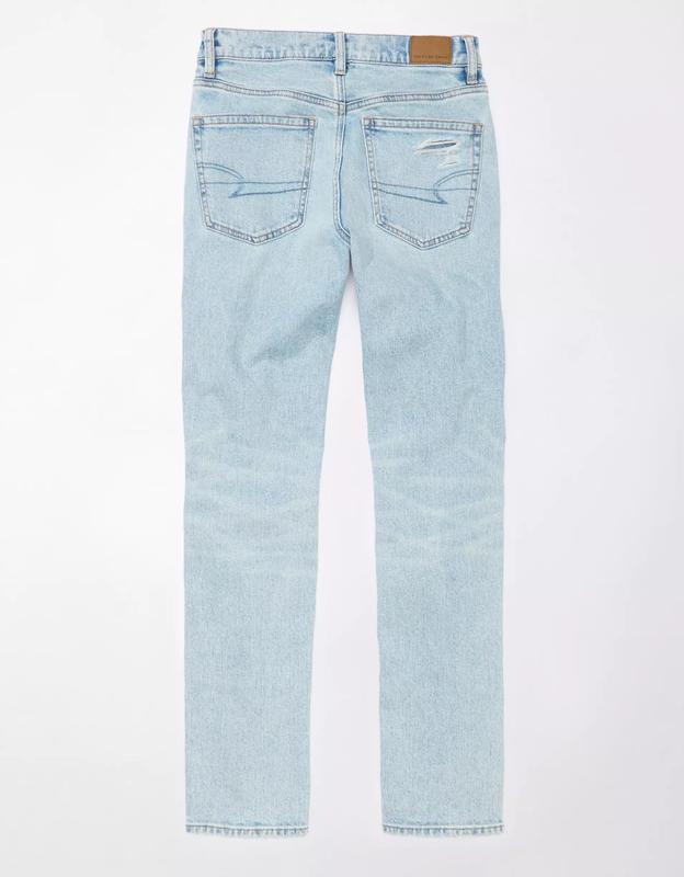 AE Stretch Super High-Waisted Ripped Ankle Straight Jean