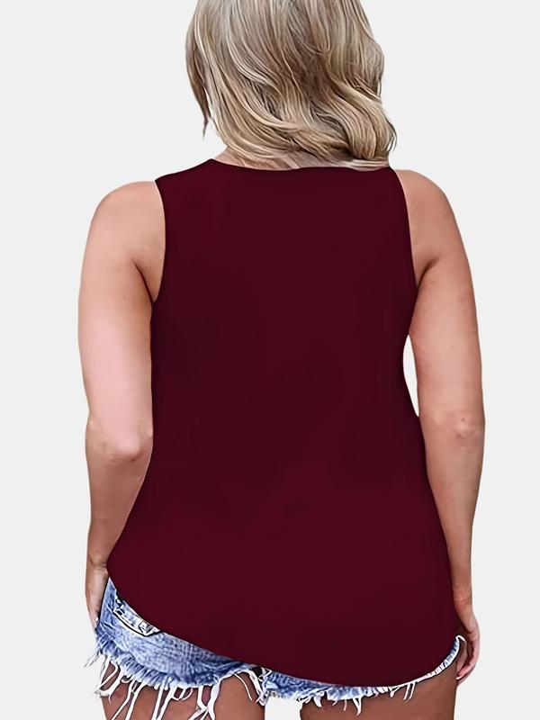 Plus Size Criss Cross Backless Tank Top, Casual Solid Scoop Neck Sleeveless Top for Summer,  Tank Tops for Women, Women's Plus Clothing for Daily Wear