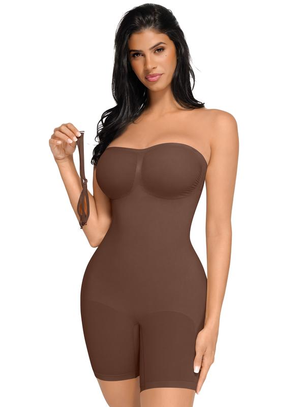 FeelinGirl  Strapless Shapewear Tummy  Control Bodysuit Seamless Sculpt Shortie with Removable  Womenswear Fabric Comfortable