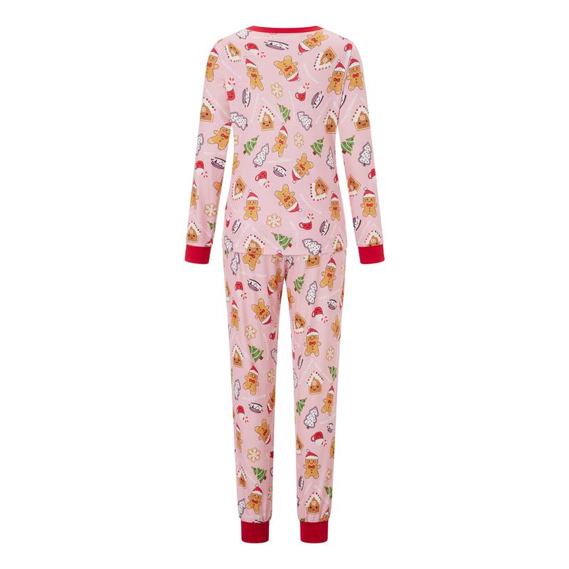 Christmas Family Matching Pajamas Set Xmas Gingerbread Man Patten Long Sleeve Tops and Pants Sleepwear Nightwear