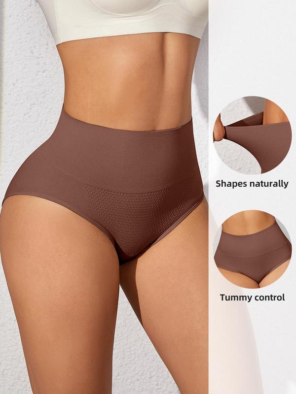 Women's Solid Color High Waist Panty, Soft Comfy Breathable Seamless Knicker for Daily Wear, Underwear for All Seasons