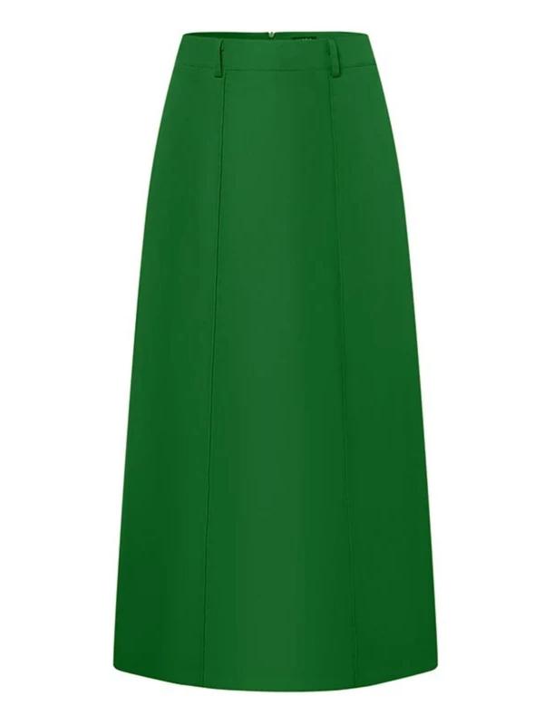 Women's Solid Color Pocket A Line Skirt, Elegant Fashion Casual Long Skirt for Daily Outdoor Wear, Women's Bottoms for Spring & Fall