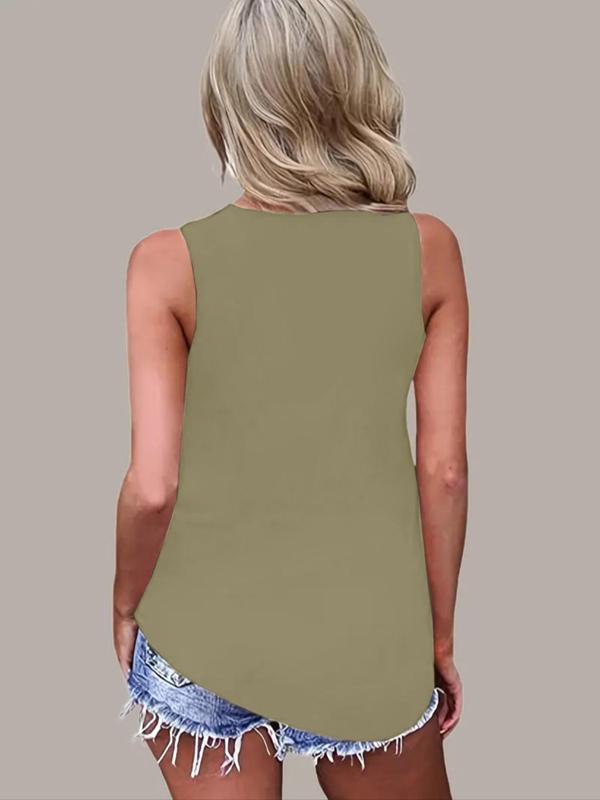 Plus Size Criss Cross Backless Tank Top, Casual Solid Scoop Neck Sleeveless Top for Summer,  Tank Tops for Women, Women's Plus Clothing for Daily Wear