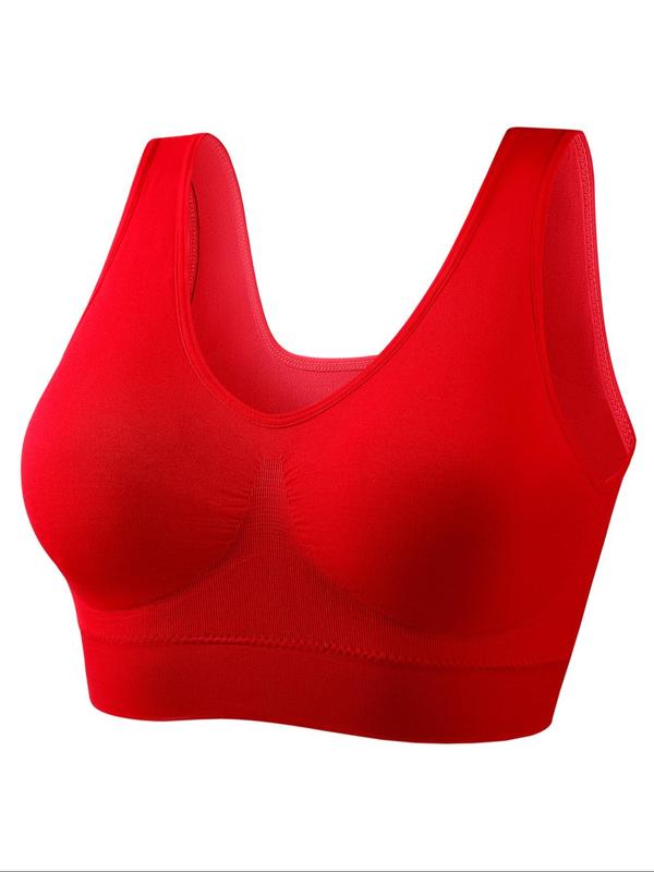 Plus Size Solid Wireless Bra, Breathable Comfortable Wide Strap Lingerie Top, Women's Underwear for Daily Wear