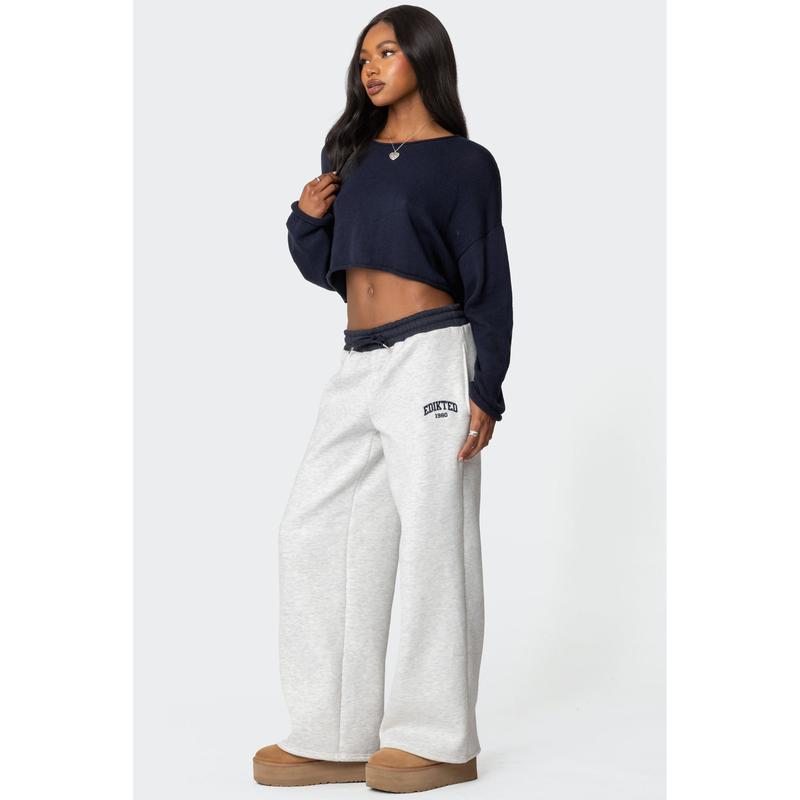 Edikted Contrast Embroidered Sweatpants