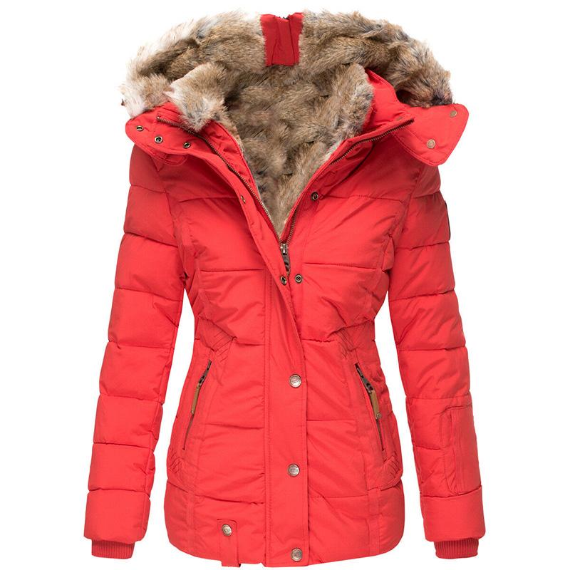 Goranbon Womens Down Coats Winter Zipper Hooded Faux Fur Inside Parka Down Jackets