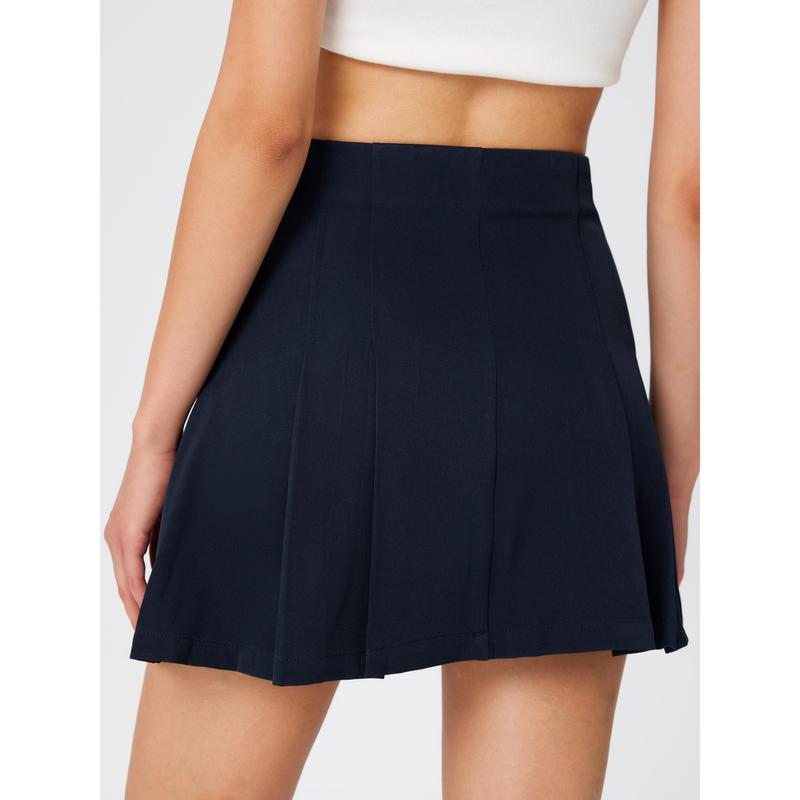 Cider [5 colors, Size 0-26] Solid Mid Waist Pleated Mini Skirt